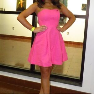 Lilly Pulitzer Bright Pink Strapless Fit-and-Flare Dress